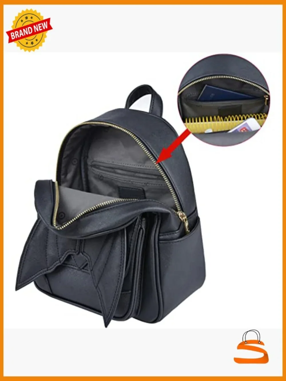 Gothic Bat Backpack Mini Leather Wings Satchel Travel Daypack